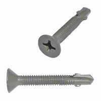 #12-24 X 2-3/4" Flat Head, Phillips, Reamer, Self-Drilling Screw, w/Wings, Grey Coated